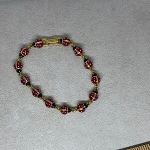 Joan Rivers Red and Gold Beaded Bracelet